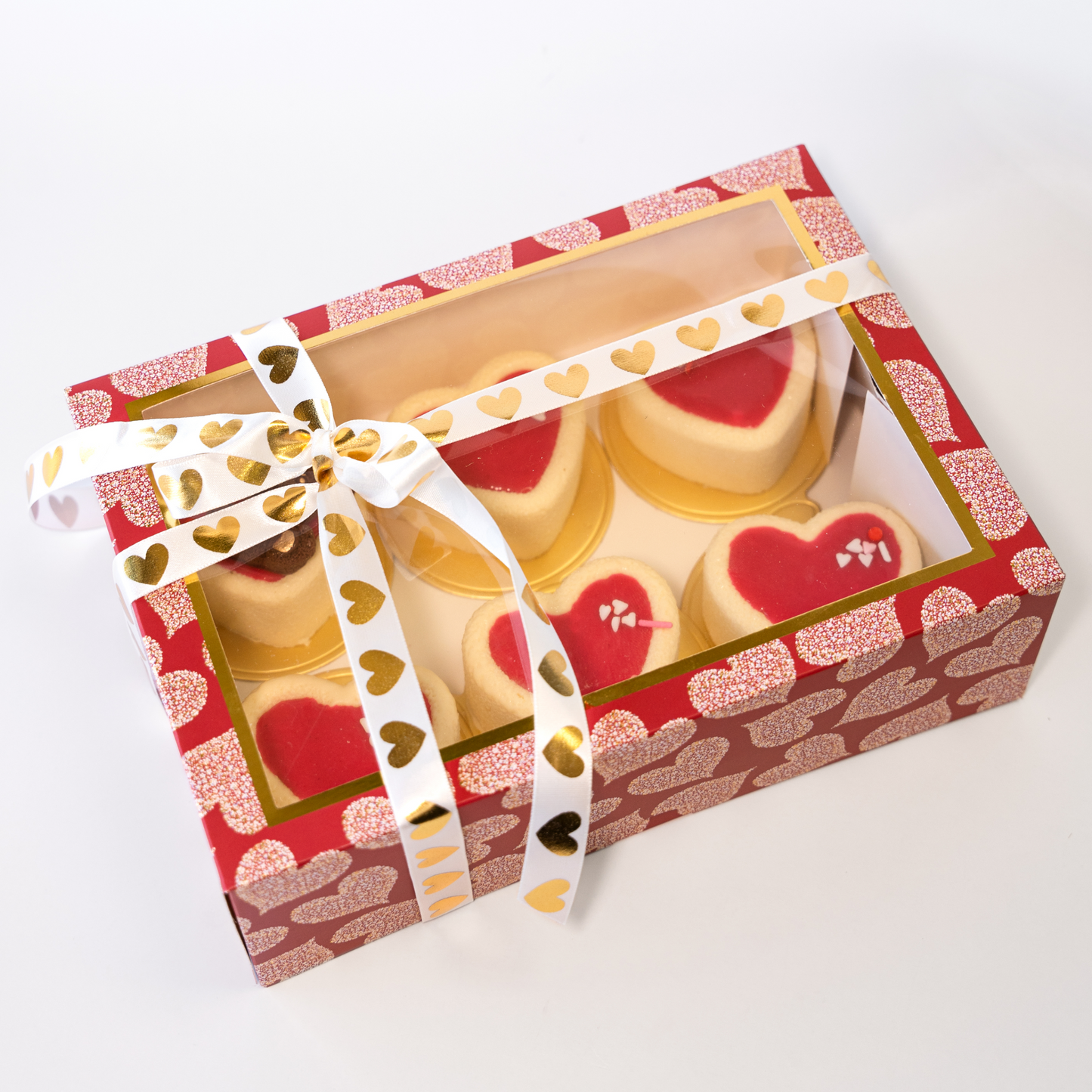 Box of White Hearts, 6 pieces