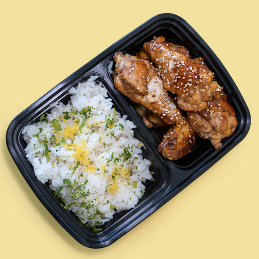 BBQ Chicken Wings with white Rice